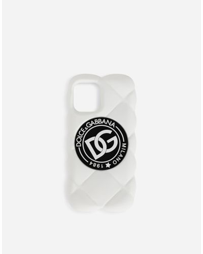 Dolce & Gabbana Quilted-effect Rubber Iphone 12 Pro Cover With Dg Logo - White