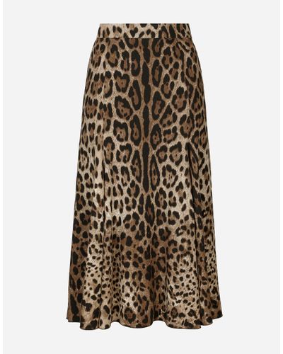 Dolce & Gabbana Leopard-Print Cady Circle Skirt - Brown