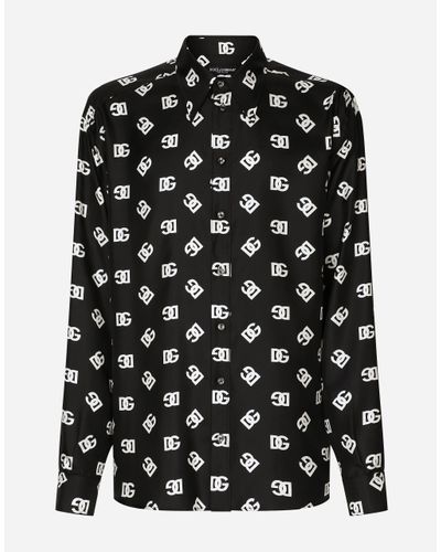 Dolce & Gabbana Silk All-over Dg Shirt - Black