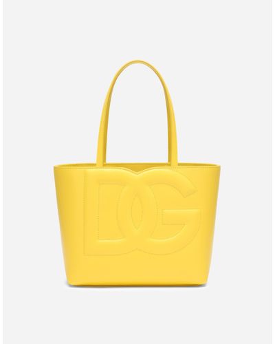 Dolce & Gabbana Kleiner Shopper Dg Logo Bag Aus Kalbsleder - Gelb