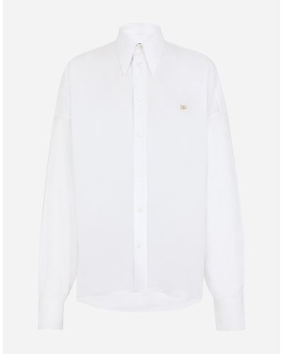 Dolce & Gabbana Cotton Shirt With Dg Logo - Weiß