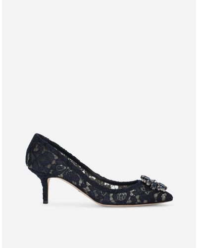 Dolce & Gabbana Lace Pumps With Brooch Detailing - Blau