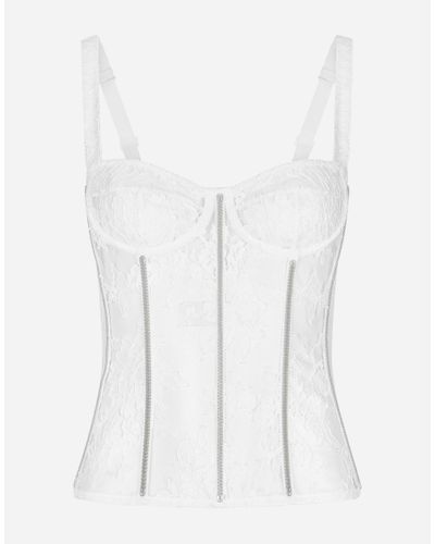 Dolce & Gabbana Lace Lingerie Bustier With Straps - White