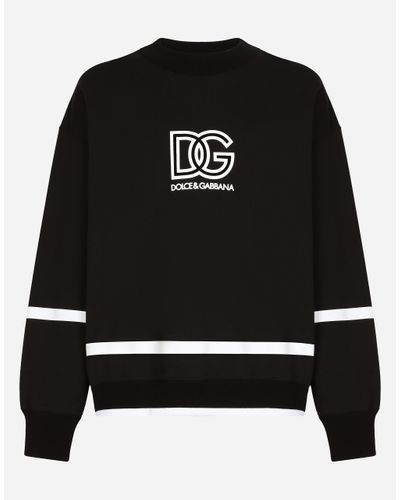 Dolce & Gabbana Cotton Dg Monogram Print Sweatshirt - Black