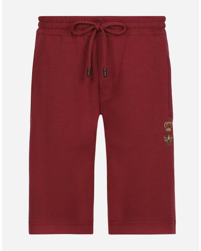 Dolce & Gabbana Jersey Jogging Shorts With Embroidery - Red