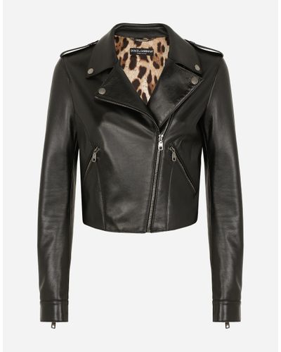Dolce & Gabbana Leather Biker Jacket - Black