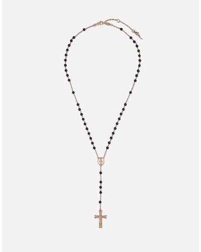 Dolce & Gabbana Devotion Rosary Necklace With Jade Spheres - White