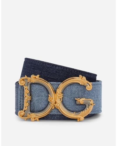 Dolce & Gabbana Guertel aus Denim und Leder - Blau