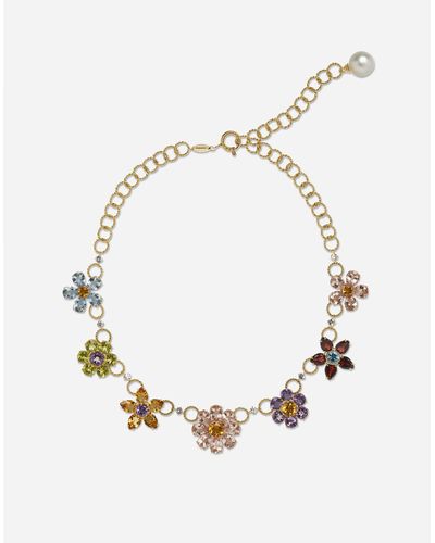 Dolce & Gabbana Necklace With Floral Decorative Elements - Natural