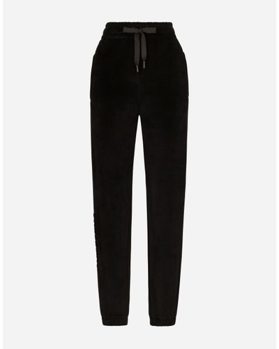 Dolce & Gabbana Chenille Jogging Pants With Embroidery - Black