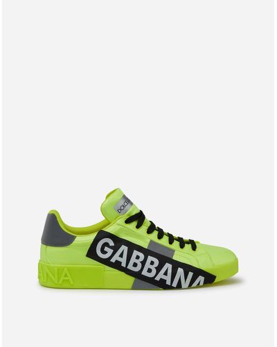 Dolce & Gabbana Portofino Sneakers In Fluorescent Nylon With Logotape - Gelb