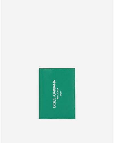 Dolce & Gabbana Calfskin Passport Holder With Logo - Green