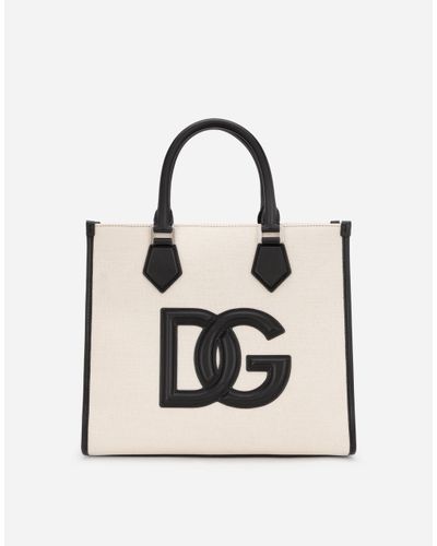 Dolce & Gabbana Canvas Shopper With Calfskin Nappa Details - Mehrfarbig