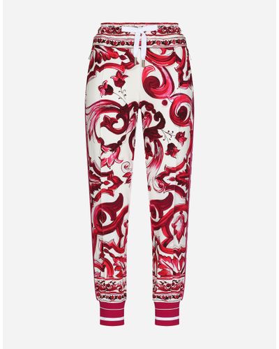Dolce & Gabbana Majolica-Print Cady Jogging Pants - Red