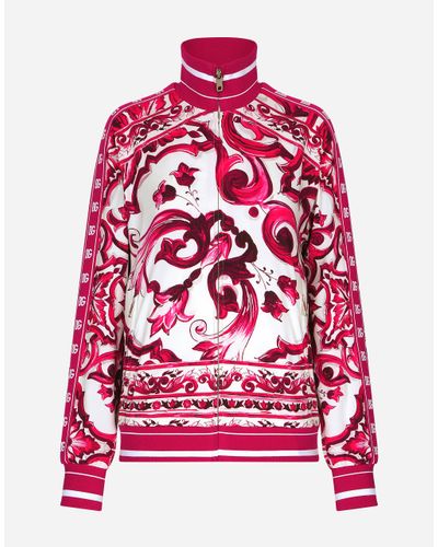 Dolce & Gabbana Sweatshirt Mit Reißverschluss Aus Cady Majolika-Print - Mehrfarbig
