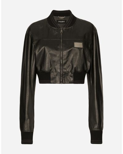 Dolce & Gabbana Leather Cropped Jacket - Black