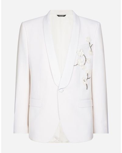 Dolce & Gabbana Einreihige Jacke Martini Mit Stickerei - Weiß