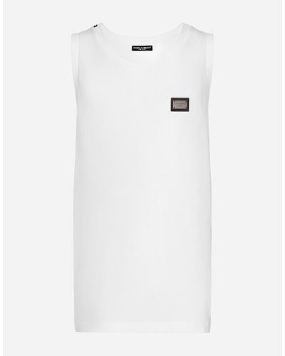 Dolce & Gabbana Jersey Singlet With Branded Tag - White