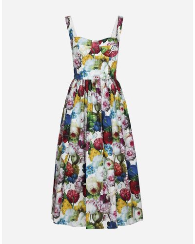 Dolce & Gabbana Corset Dress With Nocturnal Flower - White