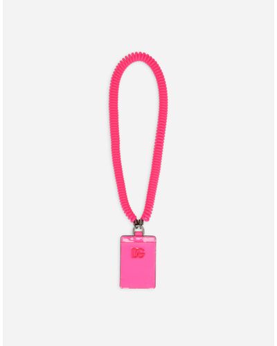 Dolce & Gabbana Kartenetui aus Neon-Lackleder - Pink