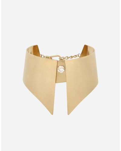 Dolce & Gabbana Rigid Metal Shirt Collar Necklace - Natural