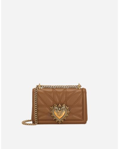 Dolce & Gabbana Medium Devotion Shoulder Bag - Brown