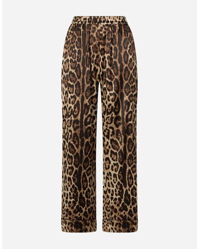 Dolce & Gabbana Leopard-print Satin Pajama Pants - Natural