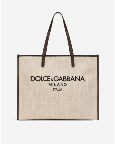 Dolce & Gabbana Großer Shopper Aus Strukturiertem Canvas - Natur