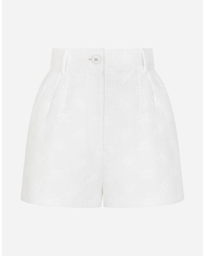 Dolce & Gabbana Jacquard Shorts With All-Over Dg Logo - White