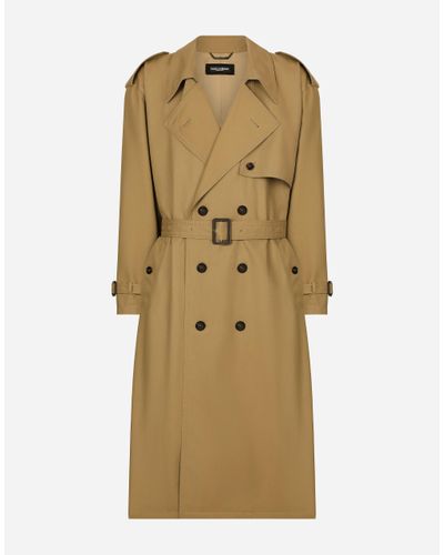 Dolce & Gabbana Double-Breasted Cotton Trench Coat - Natural