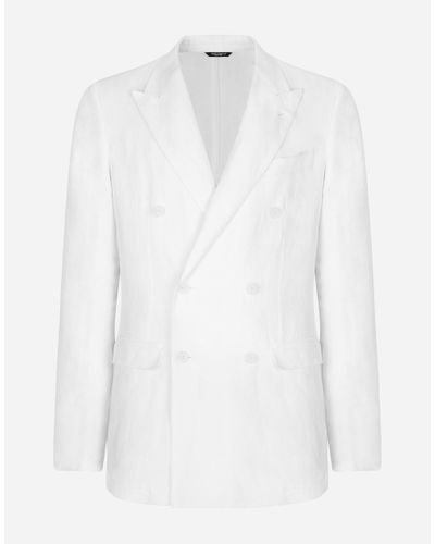 Dolce & Gabbana Double-Breasted Linen Taormina Jacket - White