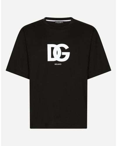 Dolce & Gabbana Baumwoll-T-Shirt Mit Dg-Logoprint - Schwarz