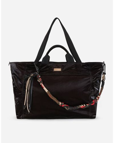 Dolce & Gabbana Nero Sicilia Dna Nylon Travel Bag With Branded Tag - Black