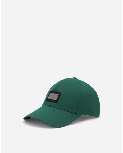 Dolce & Gabbana Cotton Baseball Cap With Logo Tag - Green