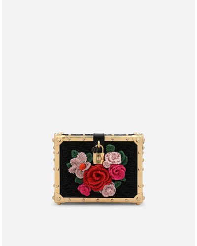 Dolce & Gabbana Tasche Dolce Box Aus Gehäkeltem Raphiabast - Rot