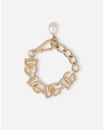 Dolce & Gabbana Link Bracelet With Dg Multi-Logo - Mettallic