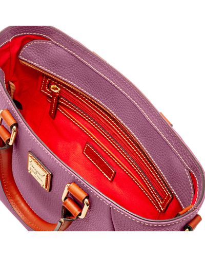 pebble grain small top zip satchel