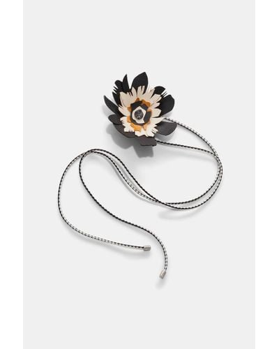 Dorothee Schumacher Woven Leather Choker Wrap With Small Leather Flower - White