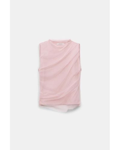 Dorothee Schumacher Punto Milano Top With Draped Tulle Overlay - Pink