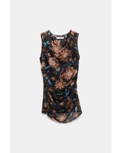 Dorothee Schumacher Mesh Jersey Tank Top With Allover Lucky Floral Print - Black