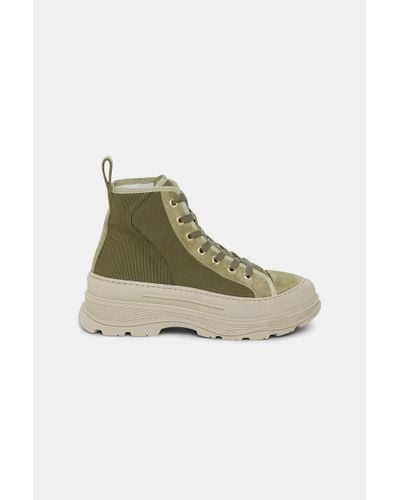 Dorothee Schumacher High-top Cotton And Suede Sneakers - Green