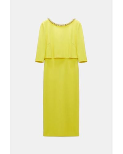 Dorothee Schumacher Layered-look Dress In Punto Milano With Embellishment - Yellow