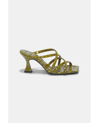 Dorothee Schumacher Square Toe Flared Heel Strappy Sandals - Green
