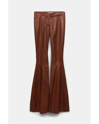 Dorothee Schumacher Flared Leg Leather Pants - Brown