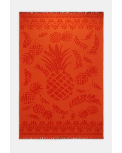 Dorothee Schumacher Cotton Towel With Woven Jacquard Pineapple Pattern - Red