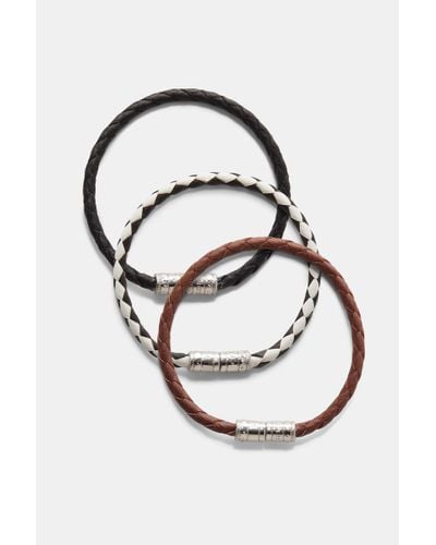 Dorothee Schumacher Set Of Three Woven Leather Cord Bracelets - Metallic