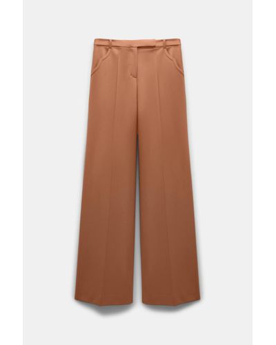Dorothee Schumacher Wide Leg Pants In Punto Milano With Western Details - Brown