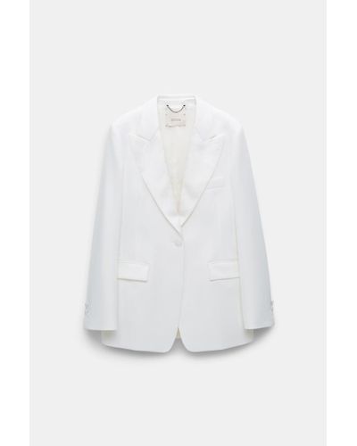 Dorothee Schumacher Tuxedo-style Blazer With A Satin Lapel - White
