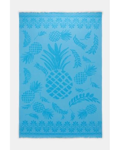 Dorothee Schumacher Cotton Towel With Woven Jacquard Pineapple Pattern - Blue