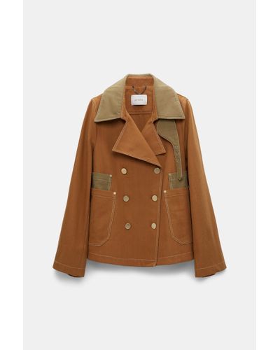 Dorothee Schumacher Double-breasted Pea Coat With Contrast Tonal Trim - Brown